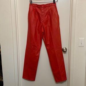 Vintage Red Leather Pants